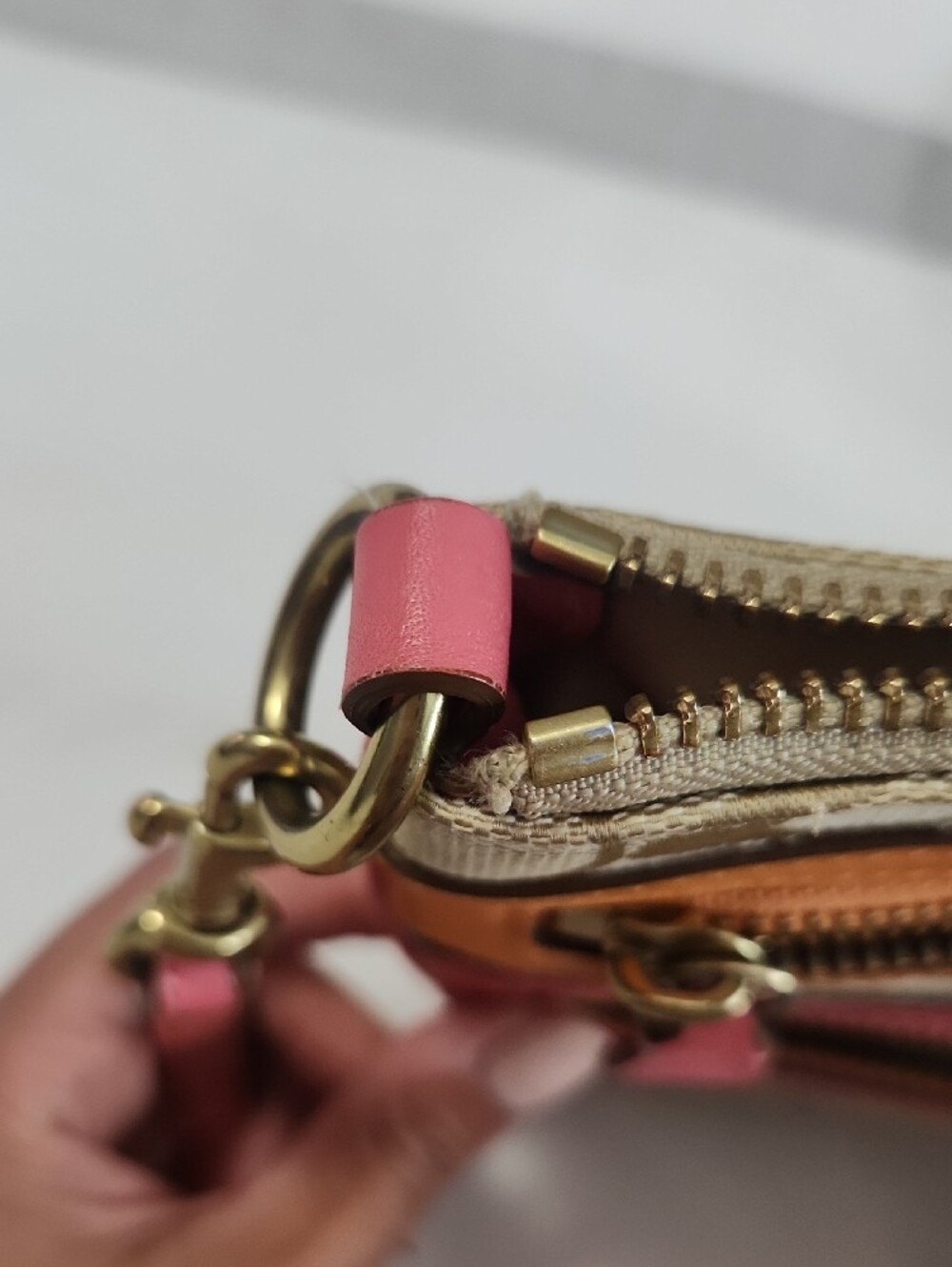 Coach Crossbody in Beige Canvas with Pink & Orange Trim - Picture 8 of 8